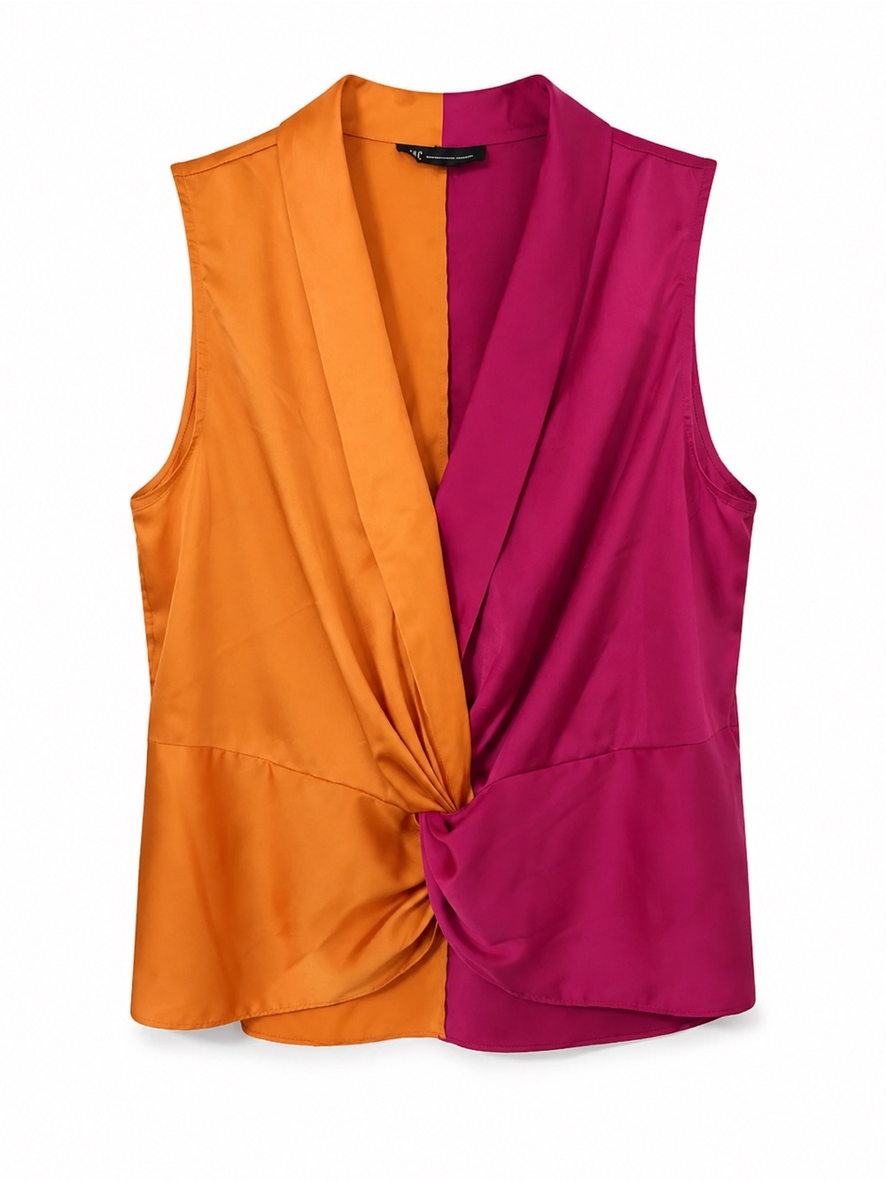 INC International Concepts Orange & Fuchsia Twist-Front Sleeveless~ Large 🧡🩷🧡🩷
